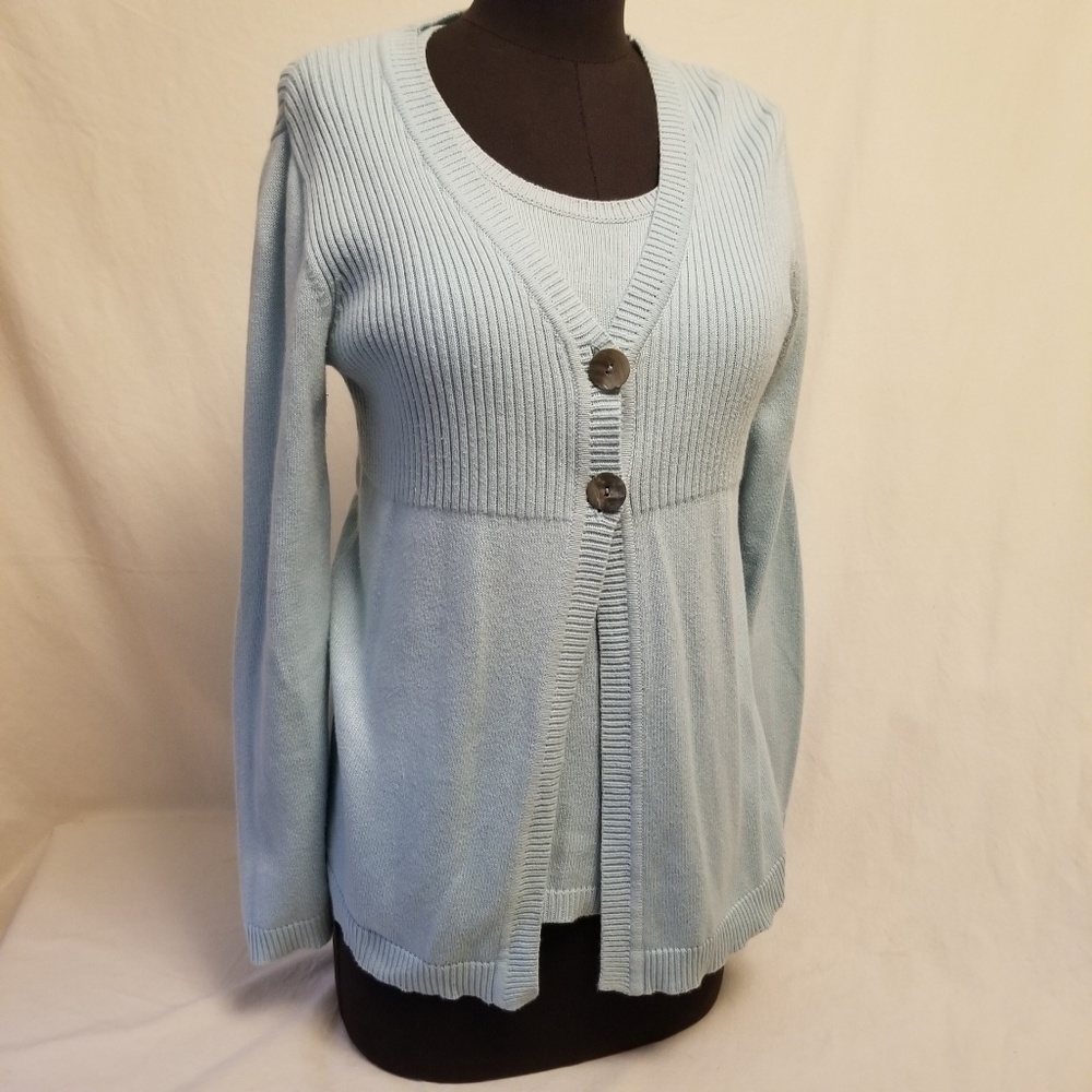 Chico 2 piece Blue Cardigan set Size 1 Small 8/10